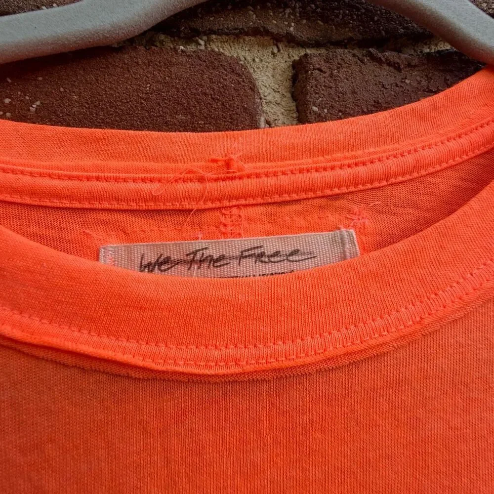 Free People X We The Free Vella Pocket Burnout Oversized Tee orange S NWOT